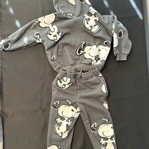 Peanuts Gray Snoopy Print Joggers